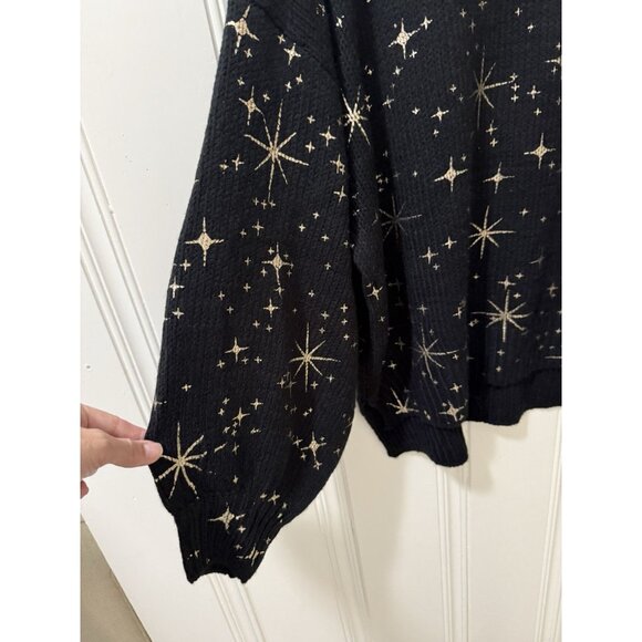 And The Why Gold Star Sweater Black Size S/M New NWT Ballon Sleeves Women’s - Picture 3 of 7